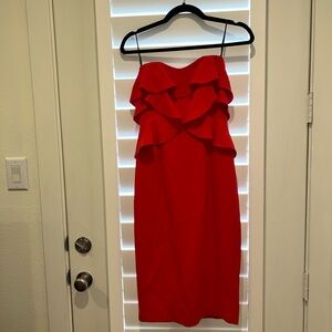 Black Halo Red Ruffle Dress